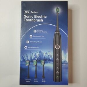 Sonic Electric Toothbrush S5, 6 Brush Heads, USB Rechargeable, 5 Brush Modes New